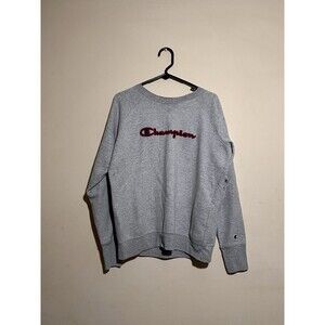 Champion Embroidered Logo Gray Red Navy Pullover Crewneck Sweatshirt Men's Large